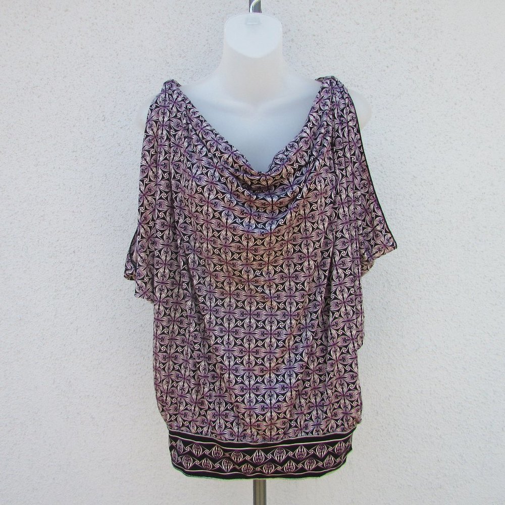 Studio M black purple cold shoulder blouse M